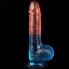 Żelowy penis dildo z przyssawką dwukolorowy 19 cm